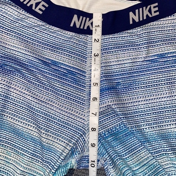 NIKE Women's Warm Dri-Fit Blue Striped Leggings Fleece Full Length Size M - Picture 6 of 10